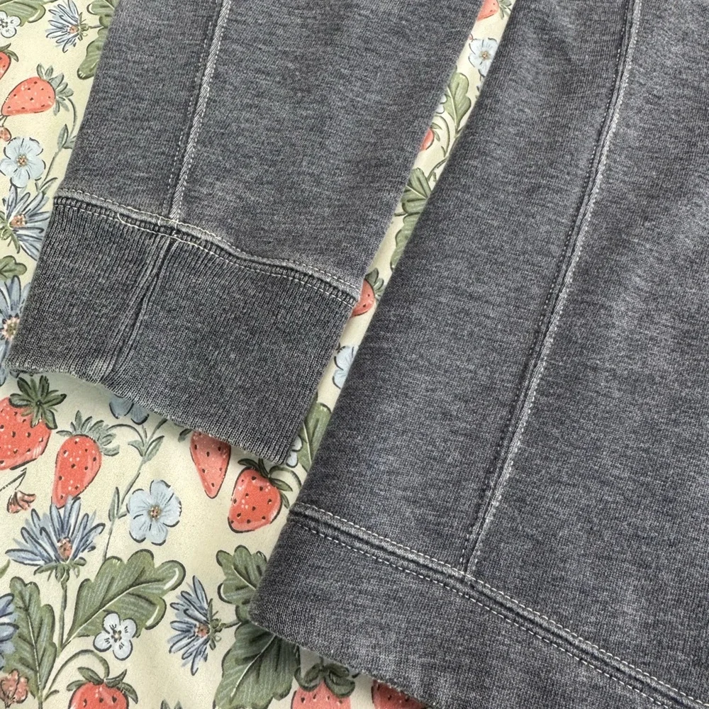Abercrombie & Fitch Charcoal Gray Henley Sweater with Cream Lining
